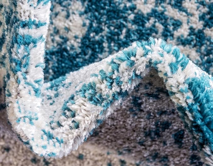 Unique Loom Bromley Collection Area Rug - Wells (2' x 3' 1" Rectangle, Turquoise/ Ivory)