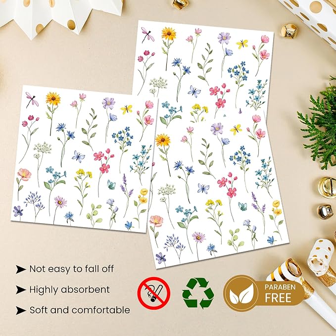 40 Pcs Wildflower Plates and Napkins Party Supplies, Spring Floral Paper Plates and Napkins Disposable Tableware Set for Picnic Wedding Birthday Baby Shower Tea Party Serve 20 (Wildflower)