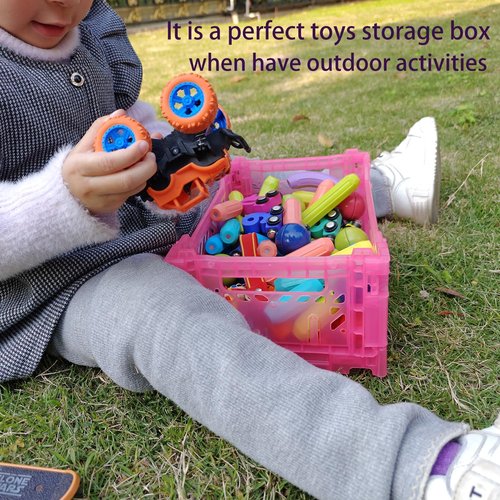 Pastel Plastic Storage Crates by [Brand Name] - 4-Pack Collapsible Bins for Organizing | 4L Space-Saving Design