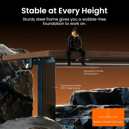 ErGear Electric Standing Desk - Height Adjustable Sit-Stand Home Office Desk, 48 x 24 Inches, Dark Walnut