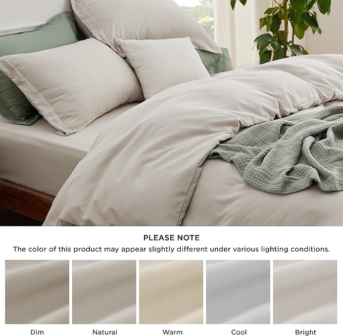 Bedsure Duvet Cover with Fitted Sheet King - Warm Deep Pocket, Hotel Luxury Soft Double Brushed Bedding Set with Zipper Closure, 1 Duvet Cover, 1 Fitted Sheet, 2 Pillow Shams, NO Comforter, Linen
