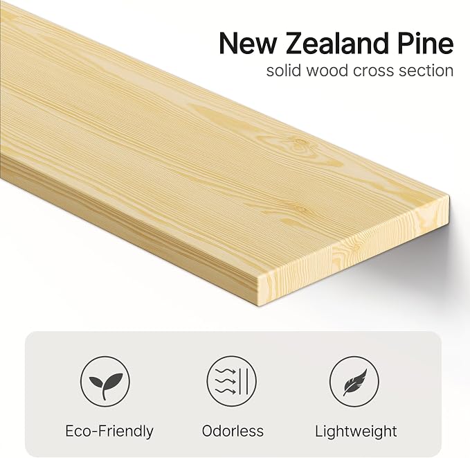 Vailando Floating Shelves for Wall, Set of 3 Solid Wood Wall Mounted Shelves, 23.6" Natural Wood Display Shelf for Bedroom, Living Room, Bathroom, and Kitchen Decor - Heavy-Duty & Natural Pine