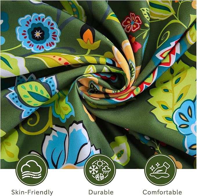 Bedlifes Queen Size Extra Deep Pocket Sheet Sets - Fits Mattresses Up to 18-24" Thick, 4-Piece Microfiber Set with 1800 Thread Count, Soft, Smooth, Breathable, Featuring Floral Dark Green