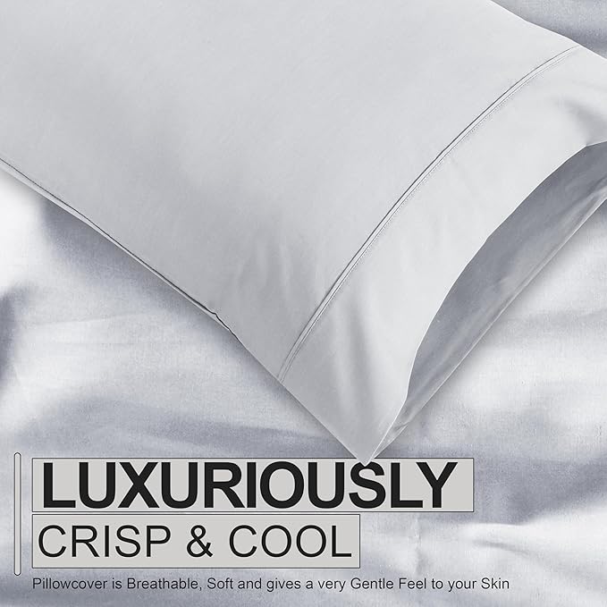 RUVANTI 100% Cotton Split King Sheets Sets for Adjustable Bed, 5 PCs, Soft & Breathable Percale Weave Bedding, Deep Pocket 16", Hotel Standard, Crisp Cool Feel & Durable, Dyed Sheet, Quiet Gray