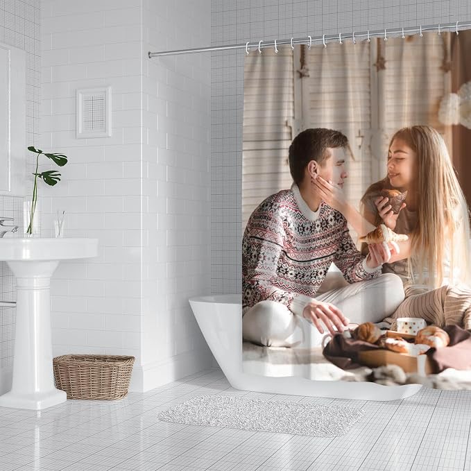 Personalized Shower Curtain Set Custom Photo Shower Curtains Modern Minimalist Home Bathroom Curtain Decor with 12 Hooks 72 Inch Wide * 72 Inch High