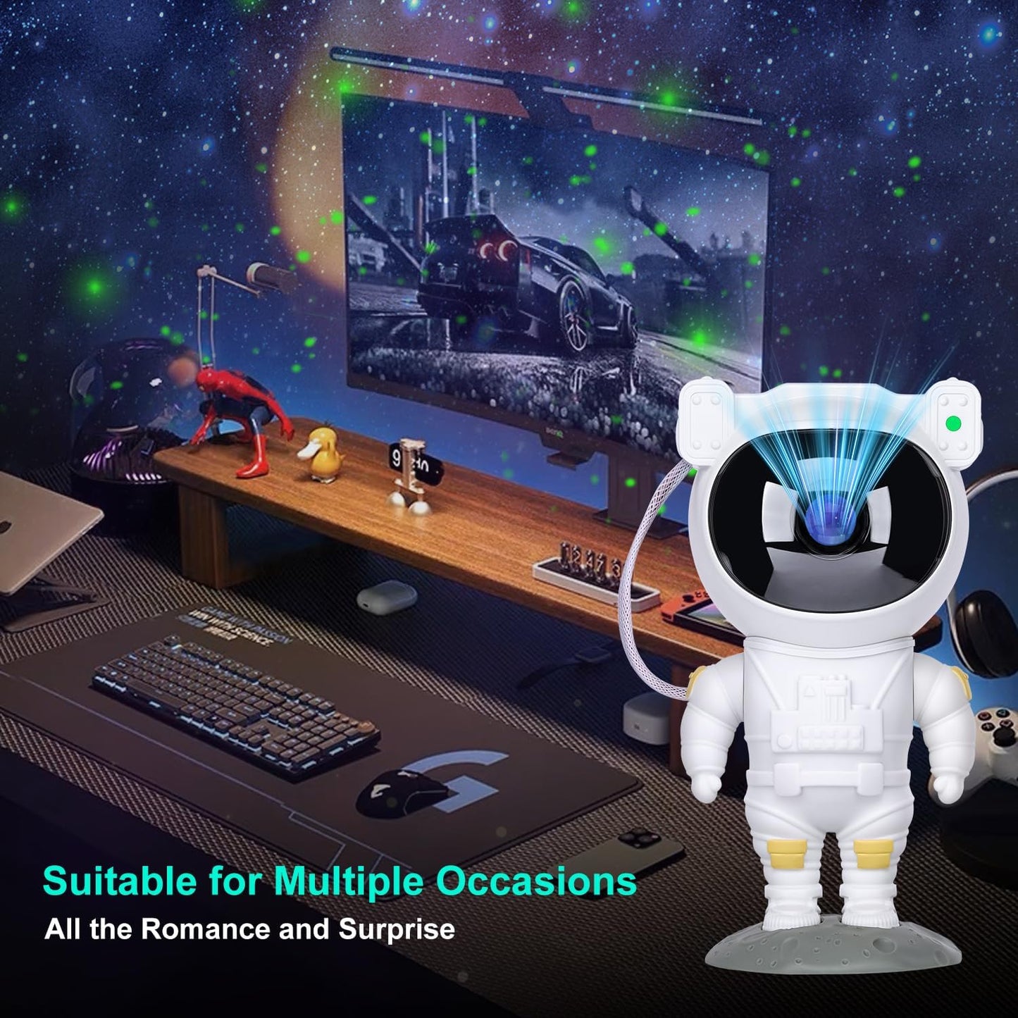 Skiennix Star Projector - Astronaut Galaxy Night Light with Timer & Remote | LED Ceiling Lamp for Kids