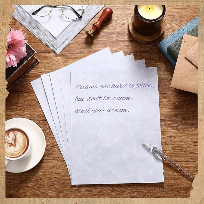 Epakh 200 Pcs Old Age Parchment Paper 8.5 x 11 Inch Standard Letter Vintage Colored Old Parchment Semblance Double Side Printing Paper (Light Purple)