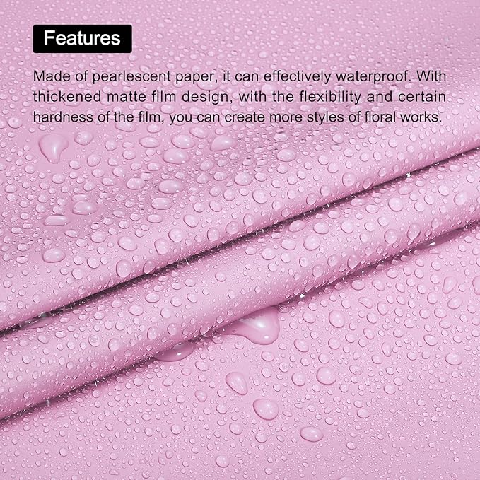 MECCANIXITY Set of 20 Flower Wrapping Paper 22.8x22.8 Inch Waterproof Florists Wrapping Paper for Florist Bouquet Supplies, DIY Crafts, Gift/Gift Box Packaging Light Purple