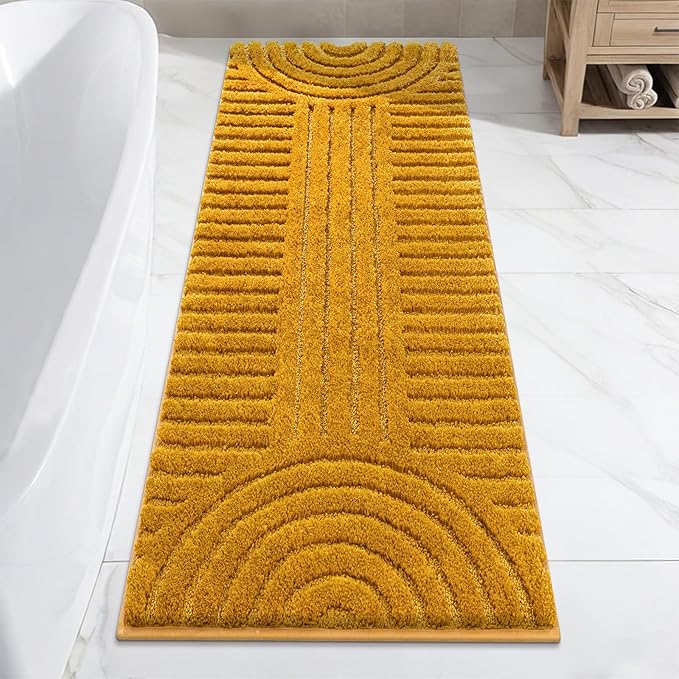 SHACOS Super Soft Bathroom Runner Rugs 24"x60" Non Slip Boho Bathroom Mats Microfiber Absorbent Carpet for Bath Room Machine Washable Shaggy Bath Rugs for Shower Bathtub Home Decor, 2'x5'