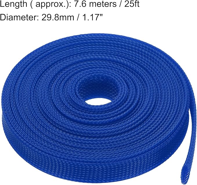uxcell Expandable Sleeving,1 3/16-inch 25ft Cable Sleeve, Blue