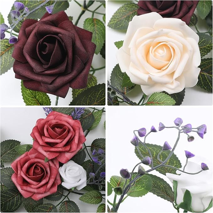 Senseya Artificial Rose Runner Rustic Garland Floral Arrangements Wedding Ceremony Backdrop Arch Flower Table Centerpieces Decorations