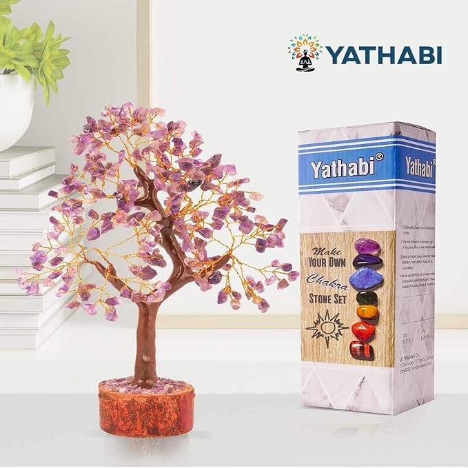 YATHABI Amethyst Crystals Tree - Wealth Stones and Crystal - Gemstone for Positive Energy - Purple Tree - Spiritual Gift - Chakra Decor