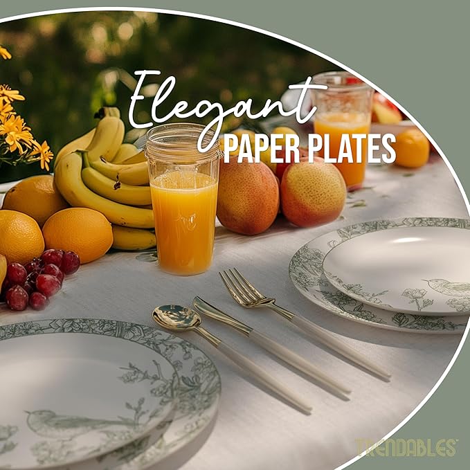 Trendables Floral Paper Plates 8.5 Inch & 10.5 Inch 80 Pcs Dinner Plate Set Fancy Disposable Plates for Party for 40 Guests 40 X 8 & 40 X 10 Large & Small Paper Plate Set for Parties Yaffa