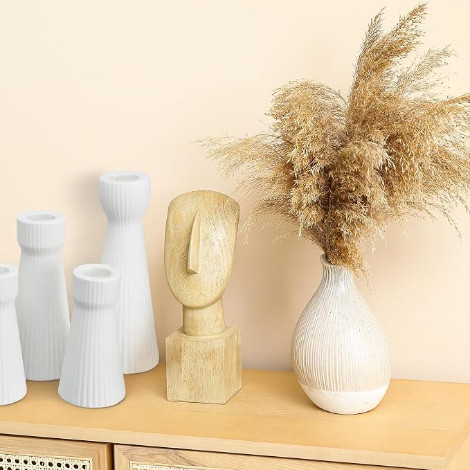 Mumufy 6 Pcs White Taper Candle Holders for Candlesticks Ceramic Candle Stick Modern Decorative Candlestick Stand for Wedding Table Centerpiece Dinner Desktop Decoration Housewarming Gift
