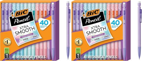 BIC Xtra Smooth Mechanical Pencils - Refillable 0.7 mm Point with Erasers | 40 Count Pack of 2