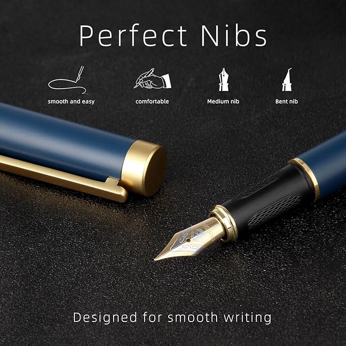 Zalantan Fountain pen, luxury pen, Nice pen gift, pure copper heavy feel Office Executive Pen Smooth Writing Pens for Men Funcy Pens with Gift Case 10 black ink cartridges (Black)