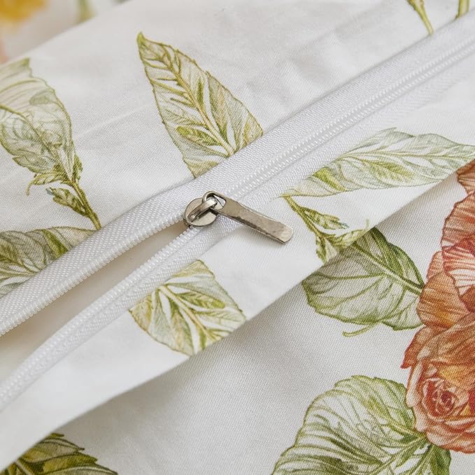 100% Cotton Duvet Cover King Size – Elegant Natural Yellow Floral Duvet Cover Set with Zipper Closure, 3-Piece Soft Breathable Durable Percale Cotton Bedding Set for All Seasons