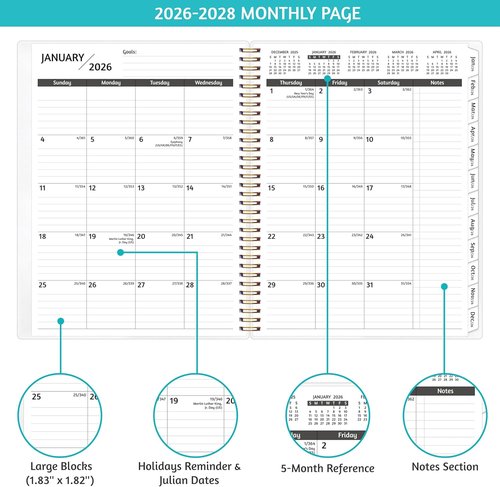 Monthly Planner 2026-2028 by [Brand Name] - 36-Month Calendar with Flexible Cover & Habit Tracker, 8.5'' x 11''