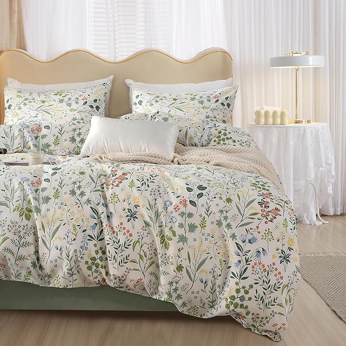 HighBuy Botanical Floral Twin XL Comforter Set Garden Floral Bedding Comforters Lightweight Microfiber Bedding Set Boho Chic Fluffy Soft Flower Comforter Twin XL with 2 Pillowcases,All Season
