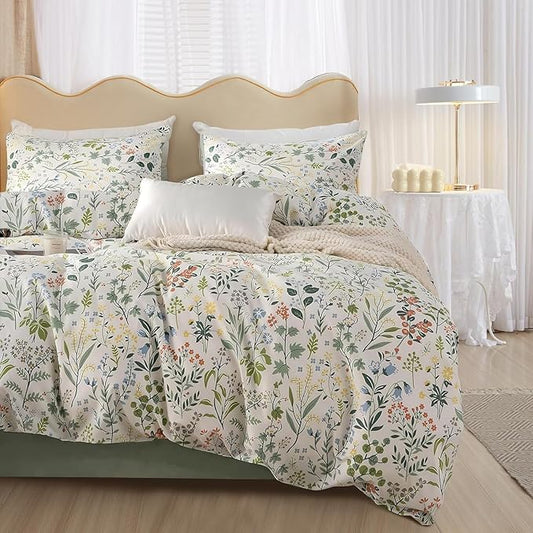 HighBuy Botanical Floral Twin XL Comforter Set Garden Floral Bedding Comforters Lightweight Microfiber Bedding Set Boho Chic Fluffy Soft Flower Comforter Twin XL with 2 Pillowcases,All Season