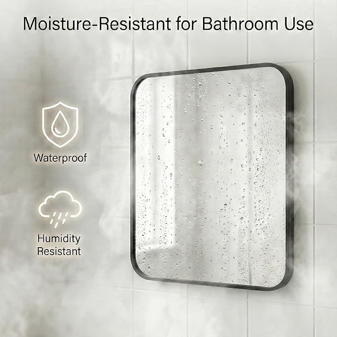 30x36 Inch Matte Black Bathroom Vanity Mirrors | Flush Mount Deep Set Metal Wall Mirror for Over Sink | HD Shatterproof Glass, Rustproof | 1 Pack