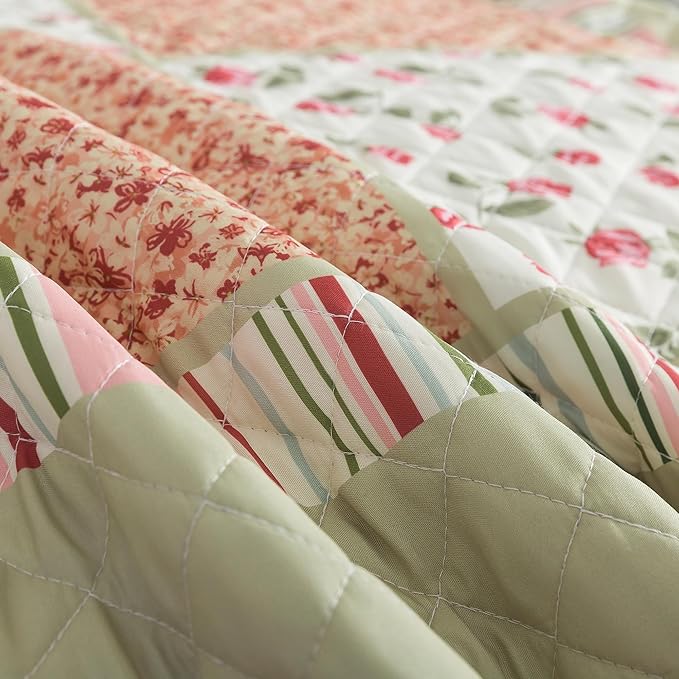HoneiLife King Size Quilt Sets - 3 Piece Microfiber Quilt Set Lightweight Bedspreads Reversible Coverlets Rustic Bed Cover King Quilt Bedding Set All Season Use
