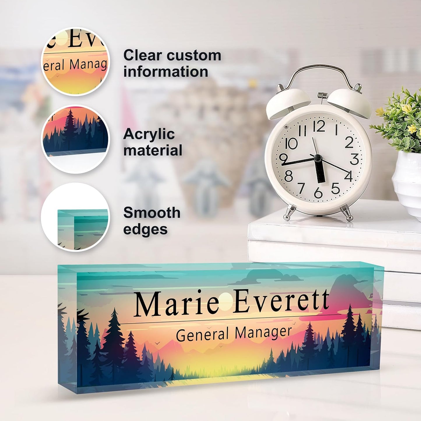 Skiennix Custom Name Plate - Personalized Acrylic Desk Accessory | Ideal Boss Appreciation Gift