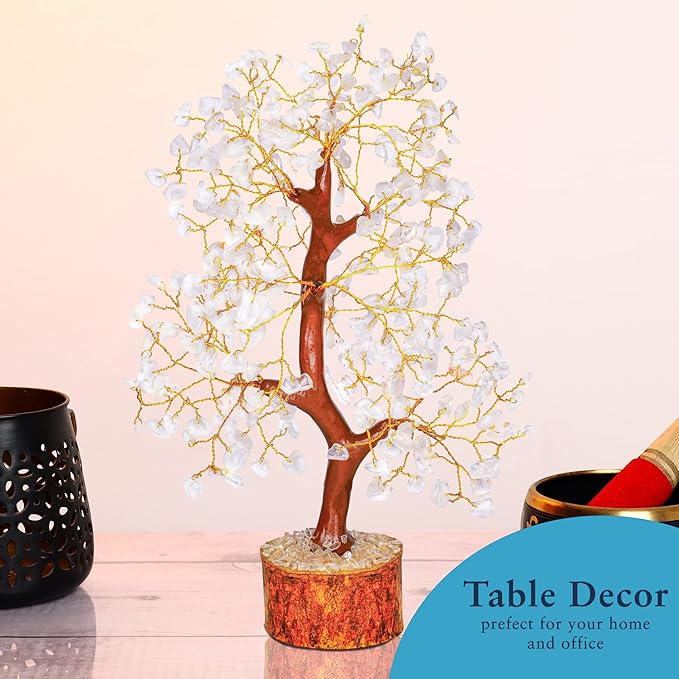 YATHABI Clear Quartz Crystal - Feng Shui Money Bonsai Tree - Natural Gemstones - Spiritual Trees - Chakra Crystal Tree of Life - Positive Energy Stones and Crystals