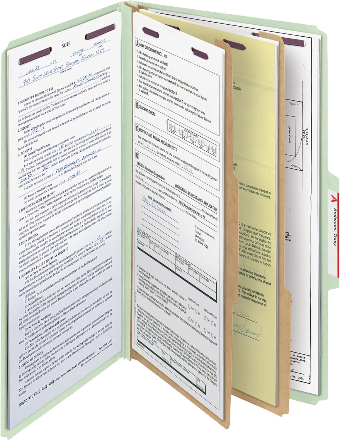 Smead Pressboard Classification File Folder - Legal Size with SafeSHIELD Fasteners | Gray/Green, 10 Pack