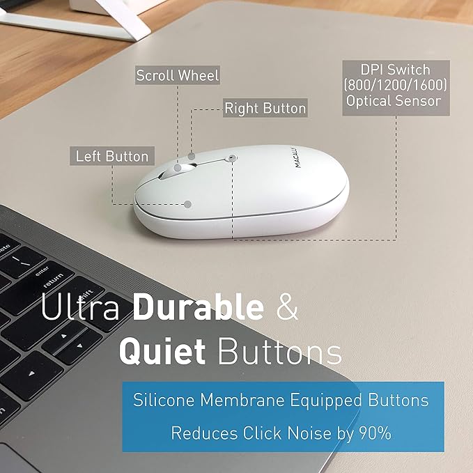 Macally Wireless Bluetooth Rechargeable Mouse and a Wireless Bluetooth Keyboard for Mac & PC, Classic Apple Essentials