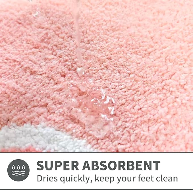 Cute Scalloped Coral Pink Bathroom Rugs Mat,Non Slip Absorbent Quick Dry Bath Mats for Shower Room,Plush Microfiber Bath Rug for Bathroom Floor Washable Carpet for Tub Sink Bedroom,20"x32"