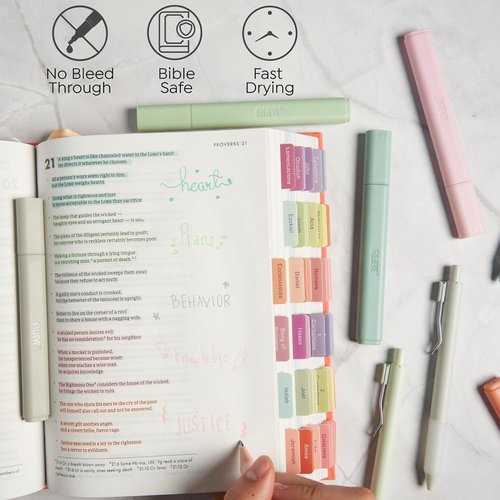 BLIEVE Aesthetic Highlighters & Gel Pens - No Bleed, Fast Drying, Easy Grip for Bible Journaling | Pastel Colors