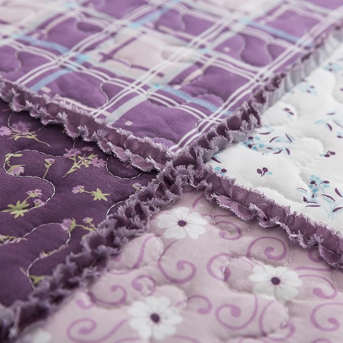 HoneiLife Queen Quilt Bedding Sets - Floral Quilt Bedding Sets 3-Piece 90x96, Reversible Bedspreads Patchwork Coverlet Nostalgic Bedding Set All Season Quilts