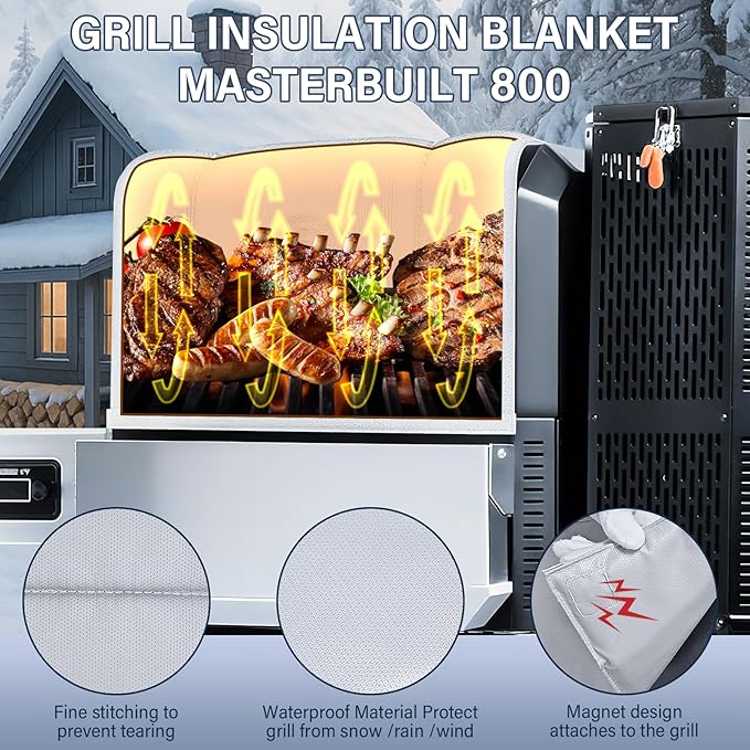 Grill Thermal Insulated Blanket for Masterbuilt Gravity Series 800 Charcoal Grill, fits MB20040221 Gravity Series Grill Smoker Insulation Blanket for Winter Cooking