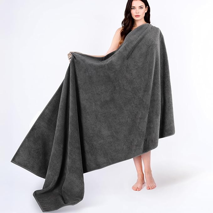 Cotton Paradise 100% Cotton Turkish Towel, Soft Absorbent Quick Dry, 40x80 Oversized Bath Sheet Towel, Dark Gray