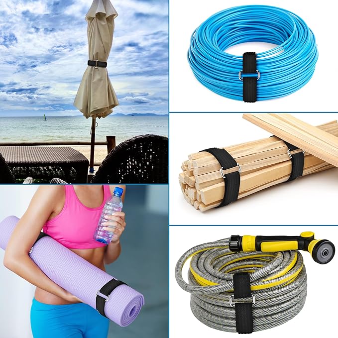 1"x19.7ft Hook and Loop Straps with 30 Buckles Adjustable Cut-to-Length Cable Ties - Reusable Nylon Fastening Tape Cable Straps for Storage or Organization (1in x 19.7ft)