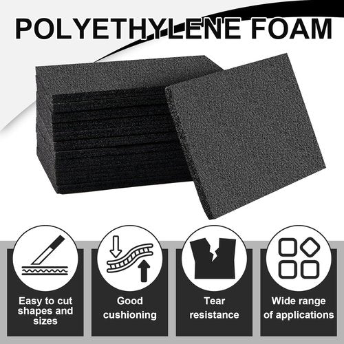 Frienda Polyethylene Foam Sheet - 12 Pcs Thick Black Packing Inserts | Customizable 12" x 8" x 0.5" for DIY Projects