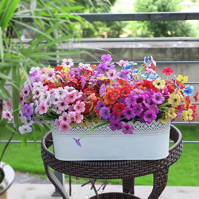 Nepfaivy Artificial Flowers for Outdoors Realistic - 27 Bundles Uv-Resistant Fake Flowers for Outdoor Planters, Fade-Proof Silk Faux Flowers Plants for Outside Garden Porch Window Box Decoration