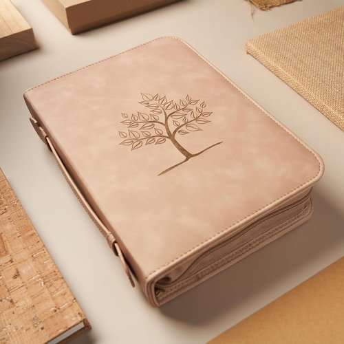 BLIEVE Bible Cover Case - Stylish PU Leather with Storage Pockets, Handle & Ribbon Bookmark