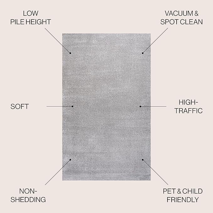 JONATHAN Y Haze Solid Low-Pile Light Gray 6x9 Oval Indoor Area Rug, Coastal,Bohemian,Minimalist,Classic, Easy-Cleaning for Living Room,Bedroom,Kitchen,Pet Friendly,Non-Shedding (SEU100K-6OV)
