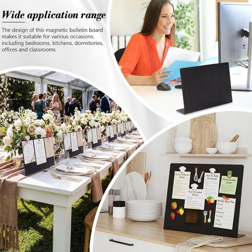 LEIFIDE Magnetic Bulletin Board Set - Wave-Shaped Black Display Boards for Home & Office | 8.5 x 11 Inch