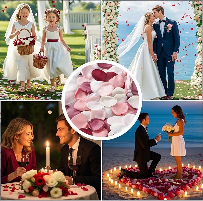 200Pcs Premium Silk Rose Petals Artificial - Large Realistic Scatter Petals for Romantic Wedding Centerpieces, Aisle & Table Decor with Gift Box
