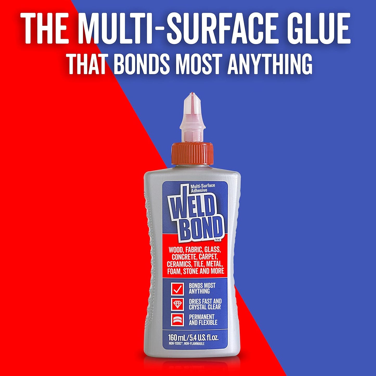 Weldbond Multi-Surface Strong Glue - Fast Drying Heavy Duty Adhesive for Wood, Tile, Glass & More - 5.4oz (160ml)