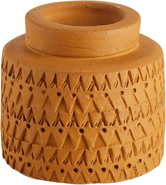 47th & Main Votive Candleholder Large Boho Terra Cotta Candle Holder, 3.5" Tall, Tall Disk