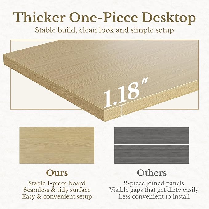 70" Standing Desk with Storage, Executive Electric Height Adjustable Stand Up Desk with AC/USB and Privacy Panel, Large One-Piece Destop, Fluted Computer Desk for Home Office, Light Walnut