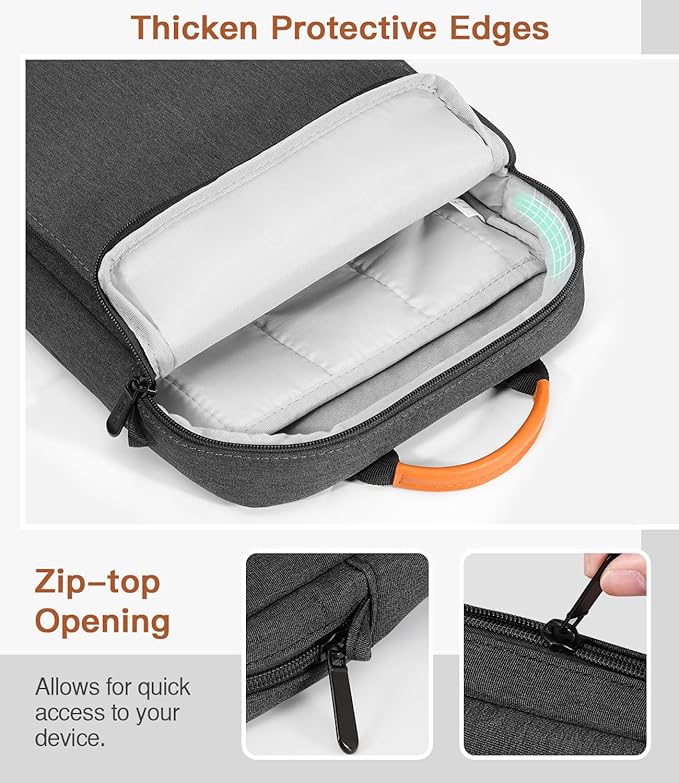 MoKo 12.9 Inch Tablet Sleeve Bag,Fits with 13 Inch New iPad Pro M4 & Air M2 2024,iPad Pro 12.9 M2&M1,Surface Laptop Go 12.4,Galaxy Tab S8+/S9+ 12.4,Handle Carrying Case with Shoulder Strap,Black &Gray
