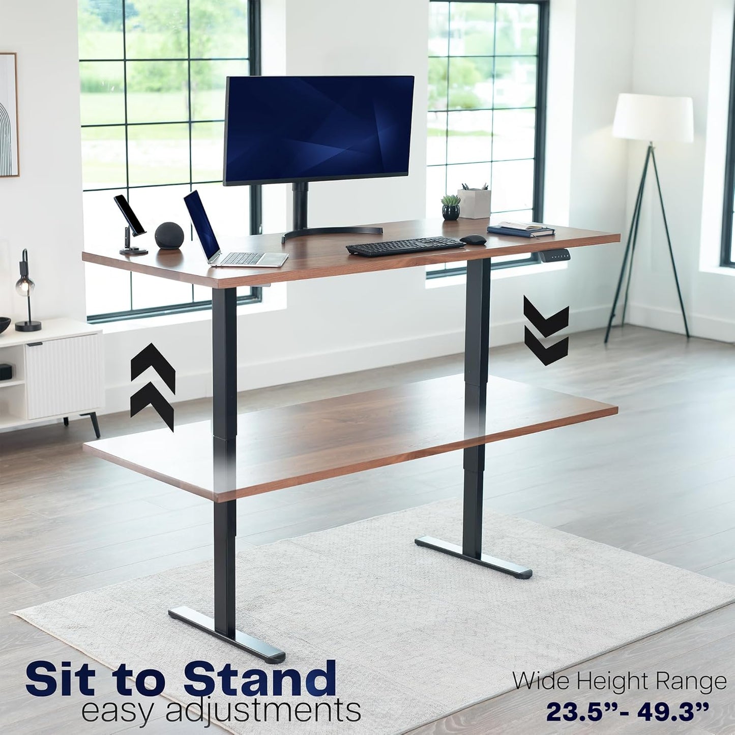 VIVO Electric Dual Motor Stand Up Desk Frame - Height Adjustable for 40-85 Inch Table Tops | Black, DESK-V103E