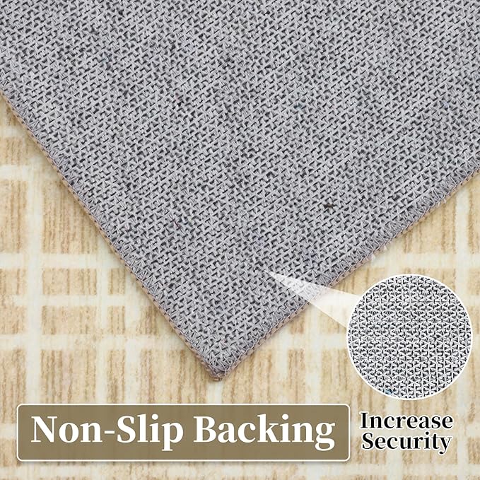 Modern Rug 6x9 Area Rugs for Living Room Washable Bedroom Rug Geometric Yellow Large Area Rug Soft Faux Wool Non Slip Throw Rugs Low Pile Stain Resistant Carpet for Dining Room 6'x9' Yellow