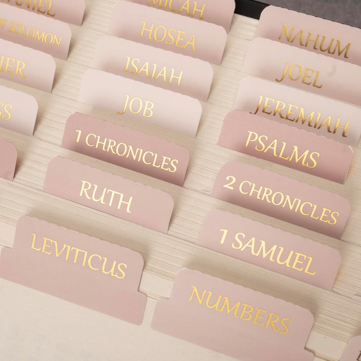 **Lumintutu Bible Tabs - Gold Foil Large Print, 90 Tabs for Easy Study | Perfect Christian Gift (Pink)**