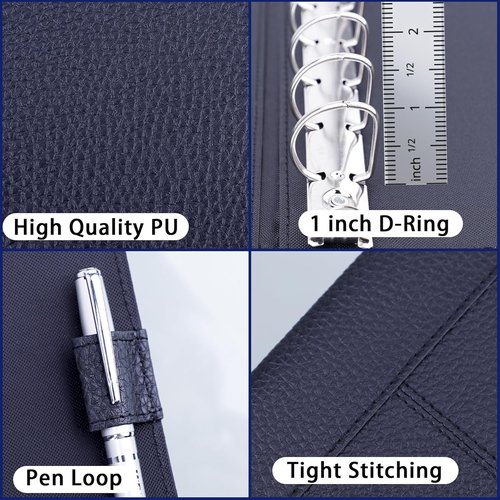 Antner 7-Ring Business Checkbook Binder - PU Leather Organizer with Zipper Pouch | Holds 600 Checks, Black